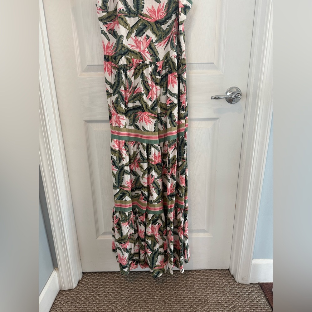 Loft Linen Blend Tropical Print Maxi Dress size 4 - Picture 7 of 15